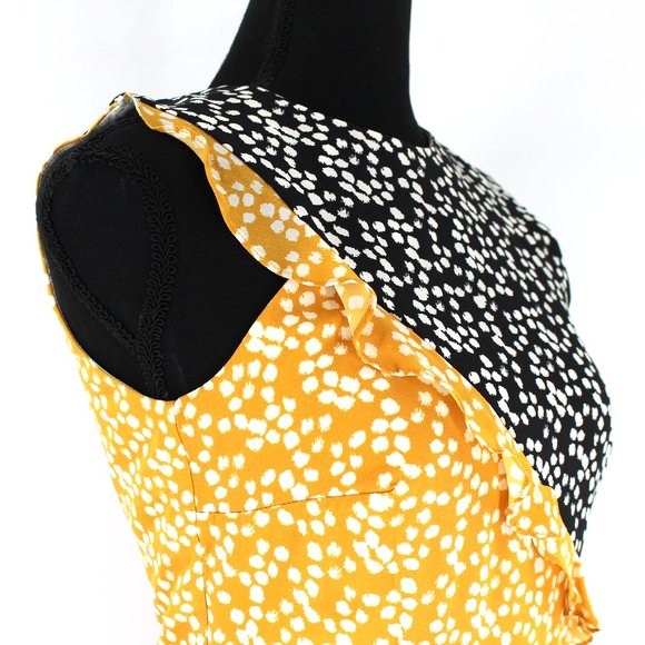 SALONI Agnes Multicolor Silk Crepe Dress 4 Tiered Ruffle Sleeveless Midi Small - Picture 3 of 9